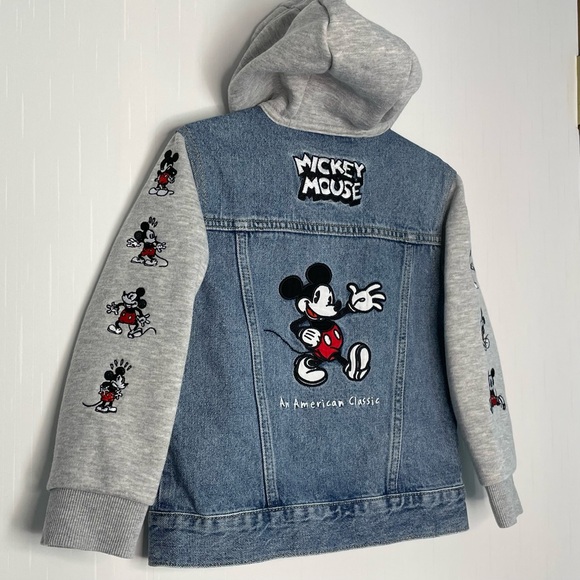 Disney Kids Mickey Mouse Denim Hooded Jacket Embroidered True Original Size 4 - Picture 10 of 16
